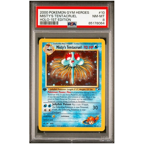 PSA 8 Misty's Tentacruel Holo NM-MT #10 1st Edition Gym Heroes Pokémon 85178064 - Picture 1 of 4